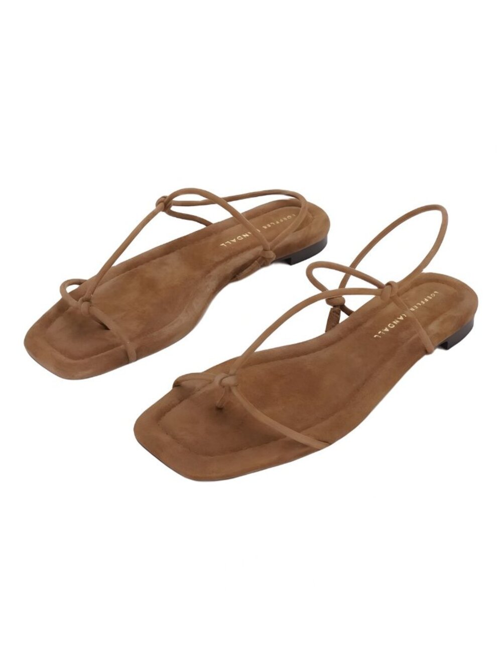 Loeffler Randall Eleanor Slingback Flat Strappy Sandal Cacao Brown Sz 7.5M - Picture 2 of 6